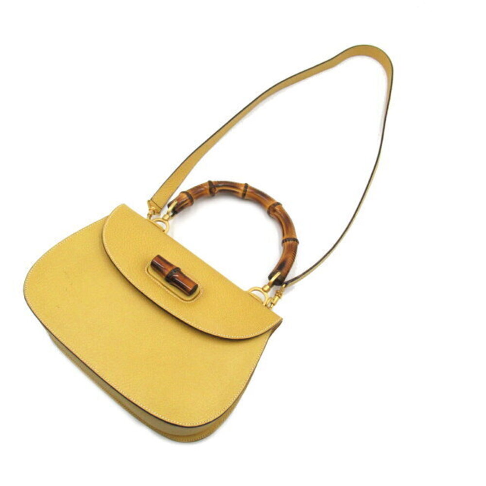 Gucci Bamboo Shoulder Bag Leather Yellow - Picture 5 of 10